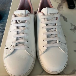 Valentino gently used white and pink accent sneakers 38 size 8US size